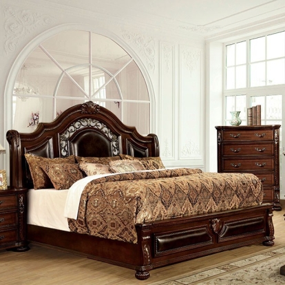 Furniture Of America Flandreau Traditional Brown Cherry/Espresso Bed Model CM7588-E.King Bed