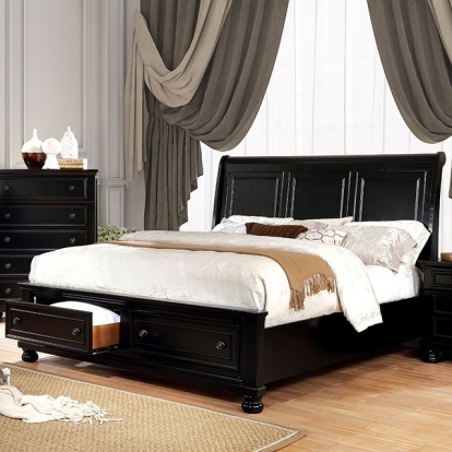 Furniture Of America Castor Transitional Black Bed Model CM7590BK-E.King Bed