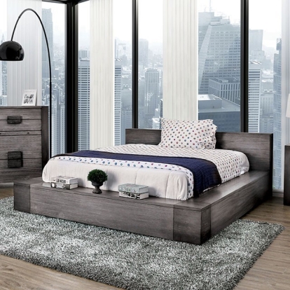 Furniture Of America Janeiro Rustic Gray Bed Model CM7628GY-E.King Bed