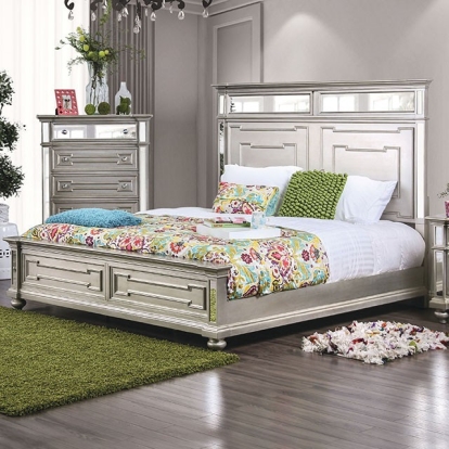 Furniture Of America Salamanca Glam Silver Bed Model CM7673-E.King Bed