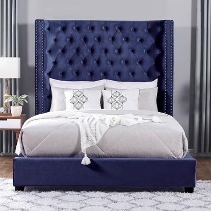 Furniture Of America Mirabelle Transitional Blue Bed Model CM7679BL-E.King Bed