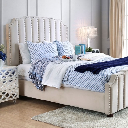 Furniture Of America Atria Contemporary Beige Bed Model CM7687BG-E.King Bed