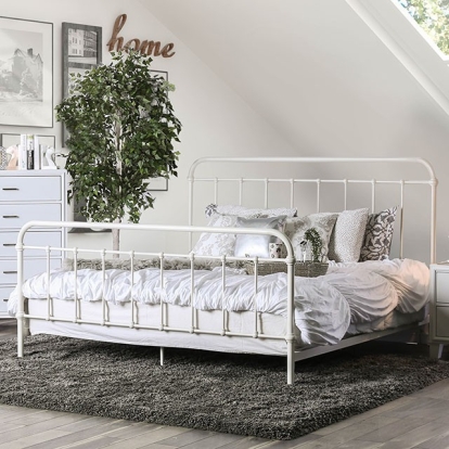 Furniture Of America Iria Transitional Vintage White Bed Model CM7701WH-E.King Bed