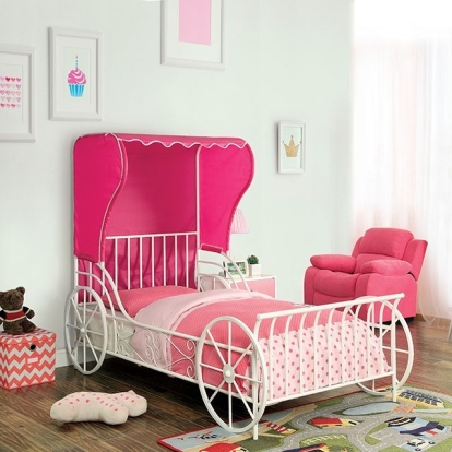 Furniture Of America Charm Novelty White/Pink Bed Model CM7715-Twin Bed