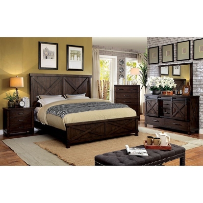 Furniture Of America Bianca Rustic Dark Walnut Bed Model CM7734-E.King Bed