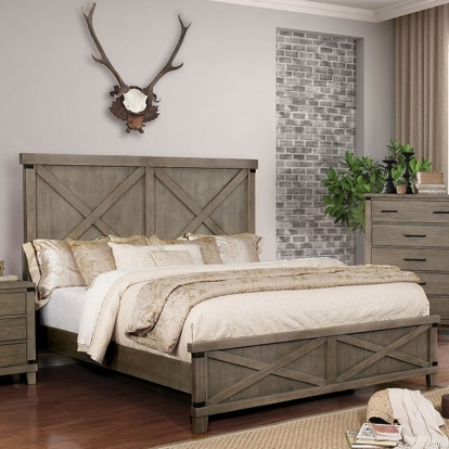 Furniture Of America Bianca Rustic Gray Bed Model CM7734GY-Cal.King Bed