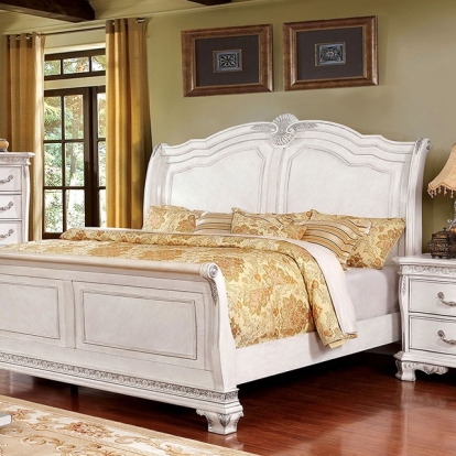 Furniture Of America Isidora Traditional White Wash Bed Model CM7799WH-E.King Bed