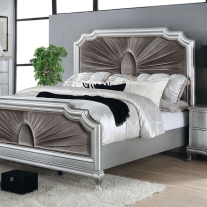 Furniture Of America Aalok Glam Silver/Warm Gray Bed Model CM7864-E.King Bed