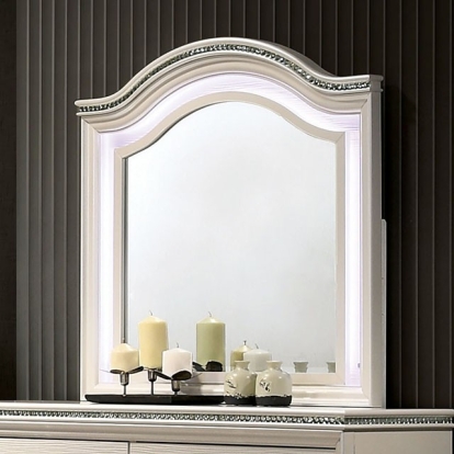 Furniture Of America Allie Contemporary Pearl White Mirror Model CM7901M