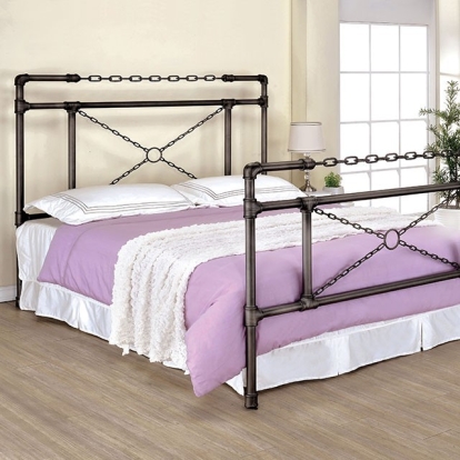 Furniture Of America Anastasia Contemporary Brushed Silver Bed Model CM7930-Cal.King Bed