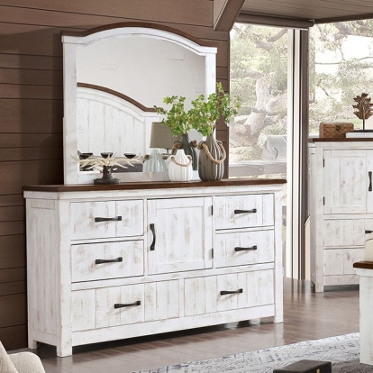 Furniture Of America Alyson Transitional Distressed White/Walnut Dresser Model CM7962D