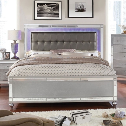Furniture Of America Brachium Contemporary Silver Bed Model CM7977SV-E.King Bed