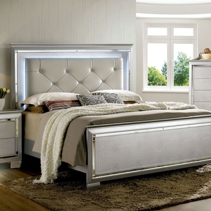 Furniture Of America Bellanova Contemporary Silver Bed Model CM7979SV-E.King Bed