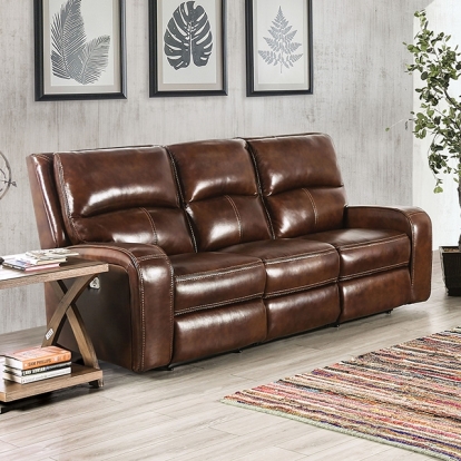 Furniture Of America Soterios Transitional Medium Brown Power Sofa Model CM9924MB-SF-PM