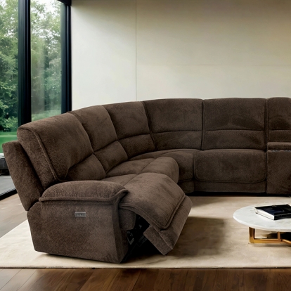 Furniture Of America Damasus Contemporary Java Power Sectional Model CM9932DB-SECT-PM