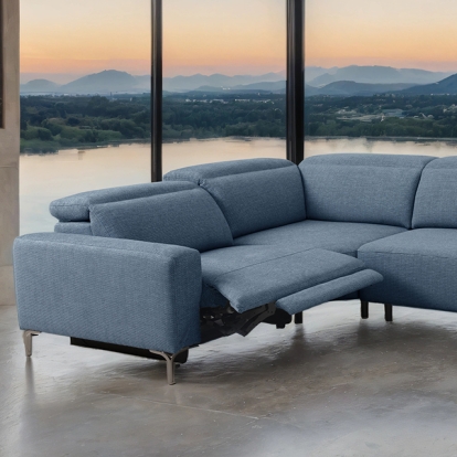 Furniture Of America Melancton Contemporary Blue Power Sectional Model CM9933BL-SECT-PM