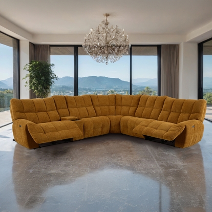 Furniture Of America Southwold Transitional Butterscotch Power Sectional Model CM9936YL-SECT-PM