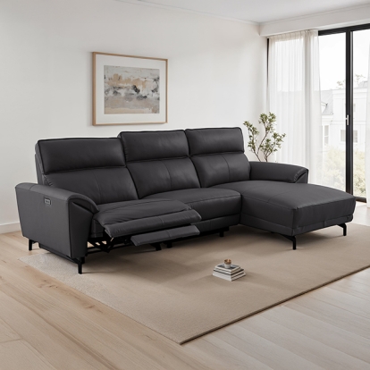 Furniture Of America Theola Contemporary Black Power Sectional, Right Chaise Model CM9937BK-SECT-PM-R