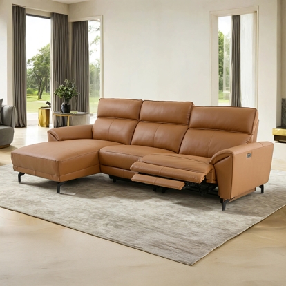 Furniture Of America Theola Contemporary Brown Clay Power Sectional, Left Chaise Model CM9937BR-SECT-PM-L