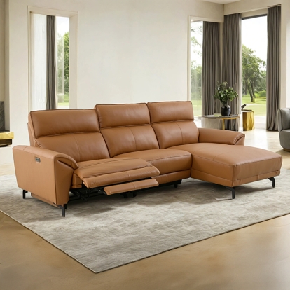 Furniture Of America Theola Contemporary Brown Clay Power Sectional, Right Chaise Model CM9937BR-SECT-PM-R