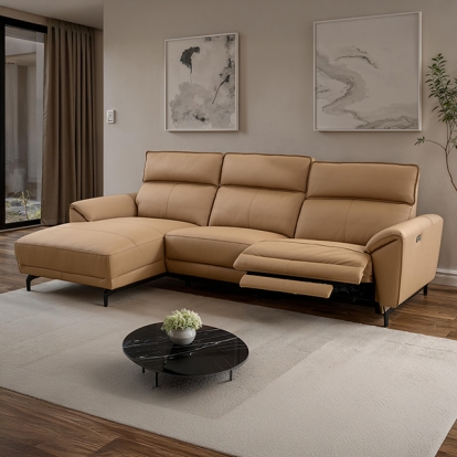 Furniture Of America Theola Contemporary Light Brown Power Sectional, Left Chaise Model CM9937LB-SECT-PM-L