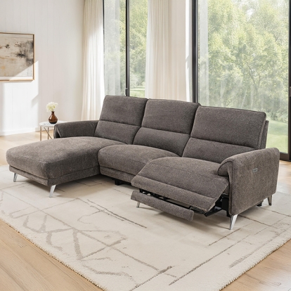 Furniture Of America Brande Contemporary Brown Power Sectional, Left Chaise Model CM9938BR-SECT-PM-L
