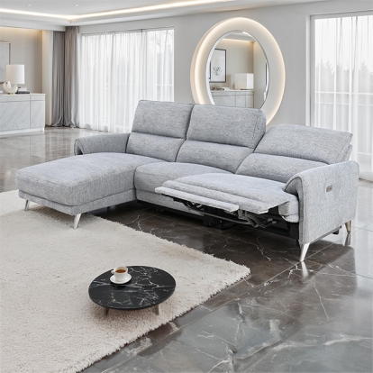 Furniture Of America Brande Contemporary Gray Power Sectional, Left Chaise Model CM9938GY-SECT-PM-L
