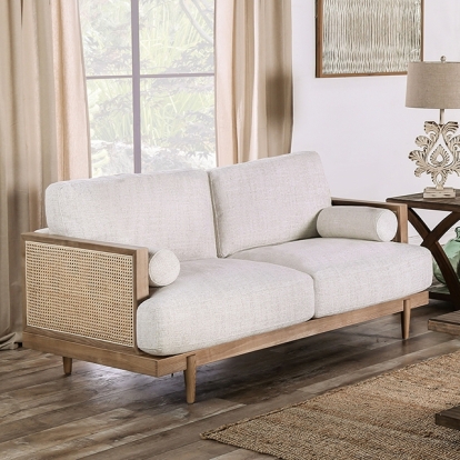 Furniture Of America Alesund Mid-Century Modern Light Oak/Beige Loveseat Model CM9981-LV