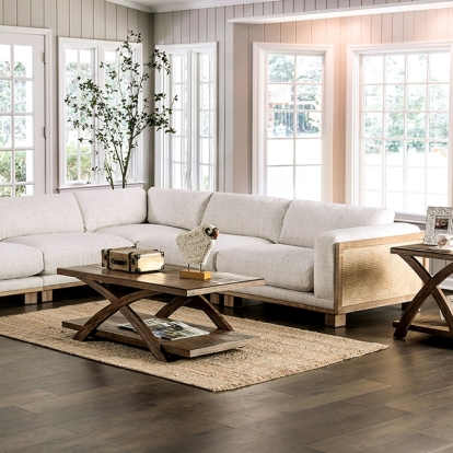 Furniture Of America Arendal Contemporary Beige/Natural Sectional Model CM9984-SECT