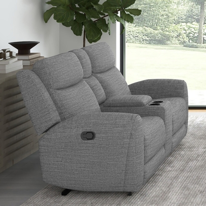 Furniture Of America Antonius Contemporary Gray Manual Recliner Loveseat W/ Console Model CM9985GY-LV-M