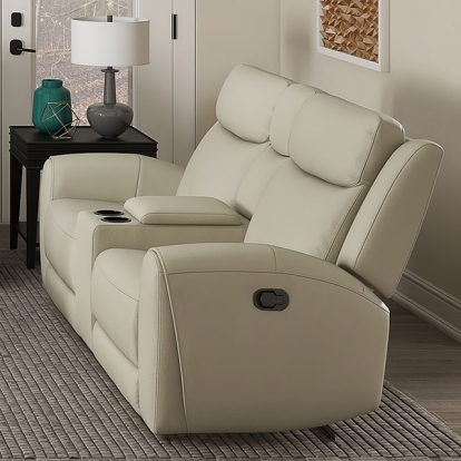 Furniture Of America Jacobus Transitional Beige Manual Recliner Loveseat W/ Console Model CM9986BG-LV-M