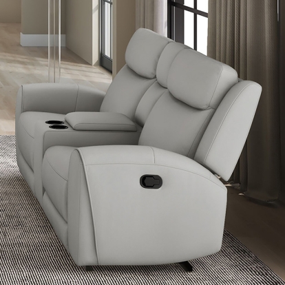 Furniture Of America Jacobus Transitional Light Gray Manual Recliner Loveseat W/ Console Model CM9986LG-LV-M