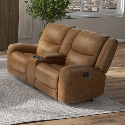 Furniture Of America Leolinus Transitional Brown Manual Recliner Loveseat W/ Console Model CM9989BR-LV-M