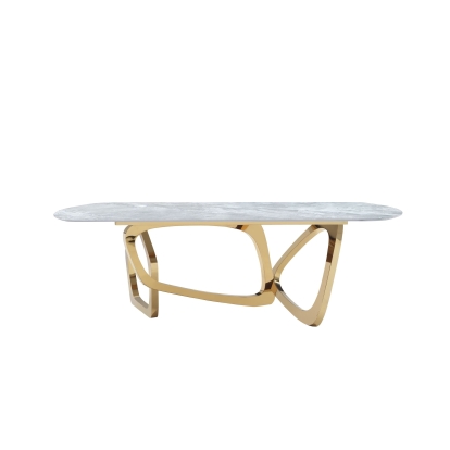 LA Furniture Colton Modern Gray Microlite & Gold Dining Table VGZAT112-GRY Contemporary Style by Vig Furnitrue Number DISCONTINUED Catch Home Goods