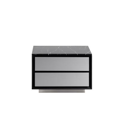 LA Furniture Concord Modern Black Marble + Black Ash + Aluminum Nightstand VGVC-N2301 Contemporary Style by Vig Furnitrue Number 81566 Catch Home Goods