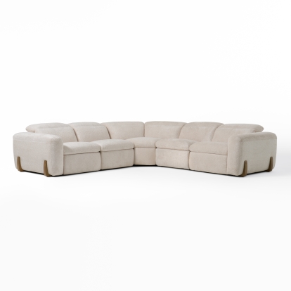 LA Furniture Conrad Modern Beige Fabric Sectional Sofa With 3 Recliners VGKVKM.856-SND Contemporary Style by Vig Furnitrue Number 81152 Catch Home Goods