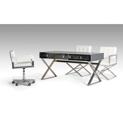 LA Furniture Congress Transitional Black Crocodile Desk VGUNAS706-150-BLK Contemporary Style by Vig Furnitrue Number 17892 Catch Home Goods