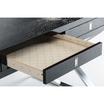 LA Furniture Congress Transitional Black Crocodile Desk VGUNAS706-150-BLK Contemporary Style by Vig Furnitrue Number 17892 Catch Home Goods