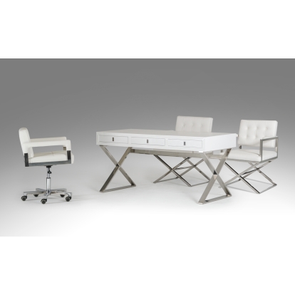 LA Furniture Congress Transitional White Crocodile Office Desk VGUNAS706-150-WHT Contemporary Style by Vig Furnitrue Number 18009 Catch Home Goods