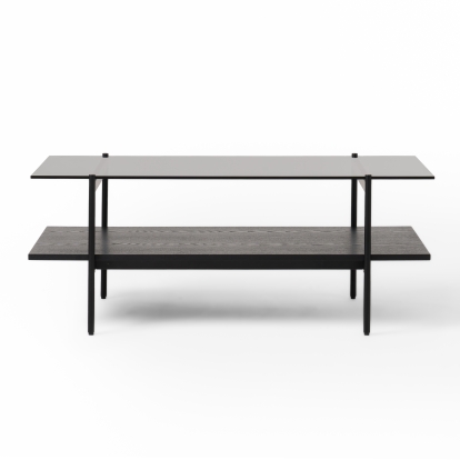 LA Furniture Conley Mid-Century Modern Grey Glass + Black Ash Coffee Table VGDWJ5934 Contemporary Style by Vig Furnitrue Number 81002 Catch Home Goods