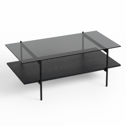 LA Furniture Conley Mid-Century Modern Grey Glass + Black Ash Coffee Table VGDWJ5934 Contemporary Style by Vig Furnitrue Number 81002 Catch Home Goods