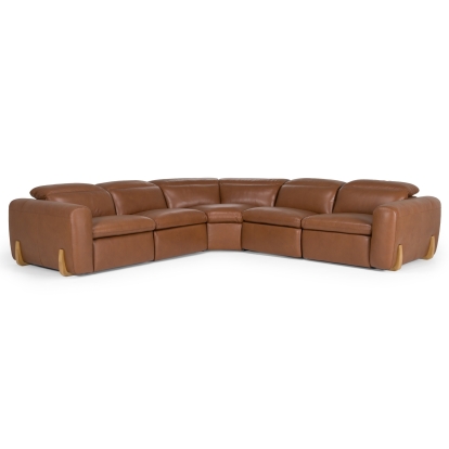 LA Furniture Conrad Modern Brown Leather Sectional Sofa with 3 Recliners VGKV-KM.856-BRN Contemporary Style by Vig Furnitrue Number 83144 Catch Home Goods