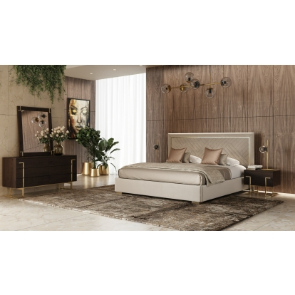 LA Furniture Corrico Modern Off White and Champagne Gold Bedroom Set VGVCBD1906-19-SET Contemporary Style by Vig Furnitrue Number 80263|80264 Catch Home Goods