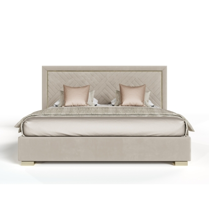LA Furniture Corrico Off White Velvet Modern Bed VGVCBD1906-19-BED Contemporary Style by Vig Furnitrue Number 76477|80132 Catch Home Goods