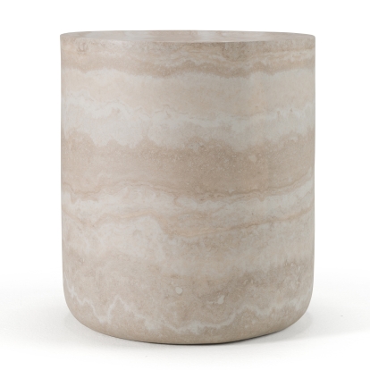 LA Furniture Cozad Modern Faux Travertine Round End Table VGVC-ET25093 Contemporary Style by Vig Furnitrue Number 82691 Catch Home Goods