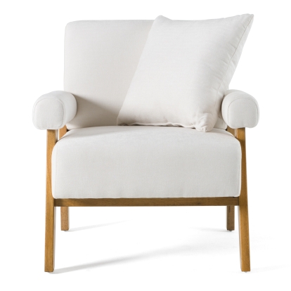 LA Furniture Cynthia Modern White Fabric + Wood Accent Chair VGRH-RHS-S204-1 Contemporary Style by Vig Furnitrue Number 82489 Catch Home Goods