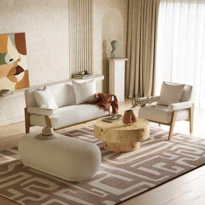 LA Furniture Kael Contemporary White Sherpa Ottoman VGODZW-20100-WHT-OTT Contemporary Style by Vig Furnitrue Number 79159 Catch Home Goods