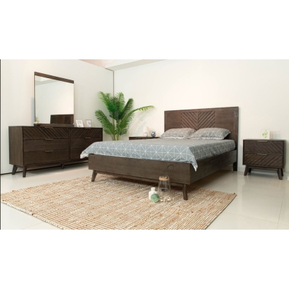 LA Furniture Eastern King Daisy Mid-Century Dark Acacia Bed VGWDKYOTO-BED-EK Contemporary Style by Vig Furnitrue Number 77662 Catch Home Goods