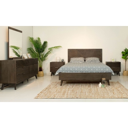 LA Furniture Daisy Eastern King Mid-Century Dark Acacia Bedroom Set VGWDKYOTO-SET-EK Contemporary Style by Vig Furnitrue Number 78391 Catch Home Goods