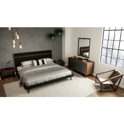 LA Furniture Eastern King Dali Modern Grey & Walnut Bedroom Set VGMABR-31-SET-EK Contemporary Style by Vig Furnitrue Number 73416 Catch Home Goods